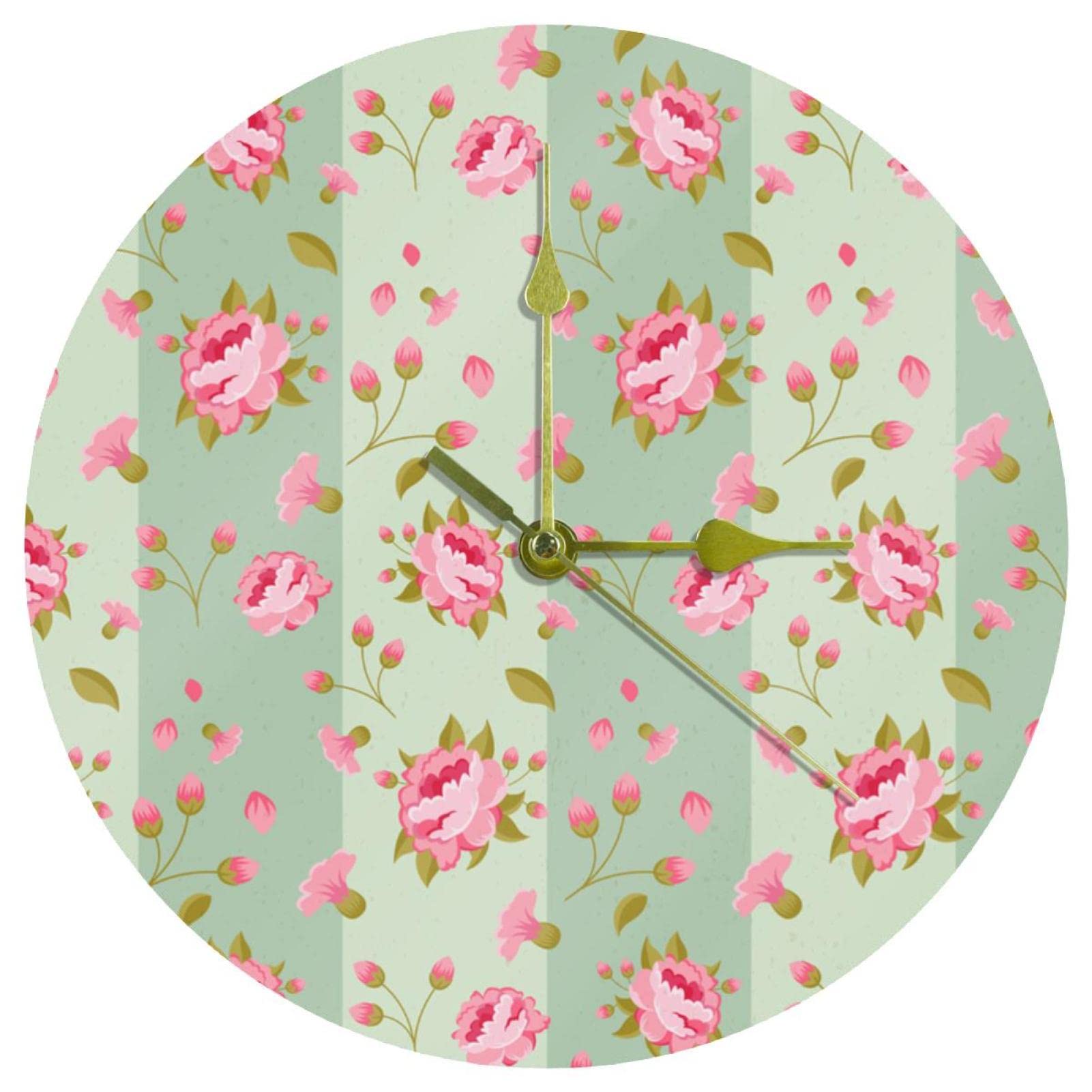 Horloge murale silencieuse à pivoines acrylique de 24 cm pour une ambiance zen