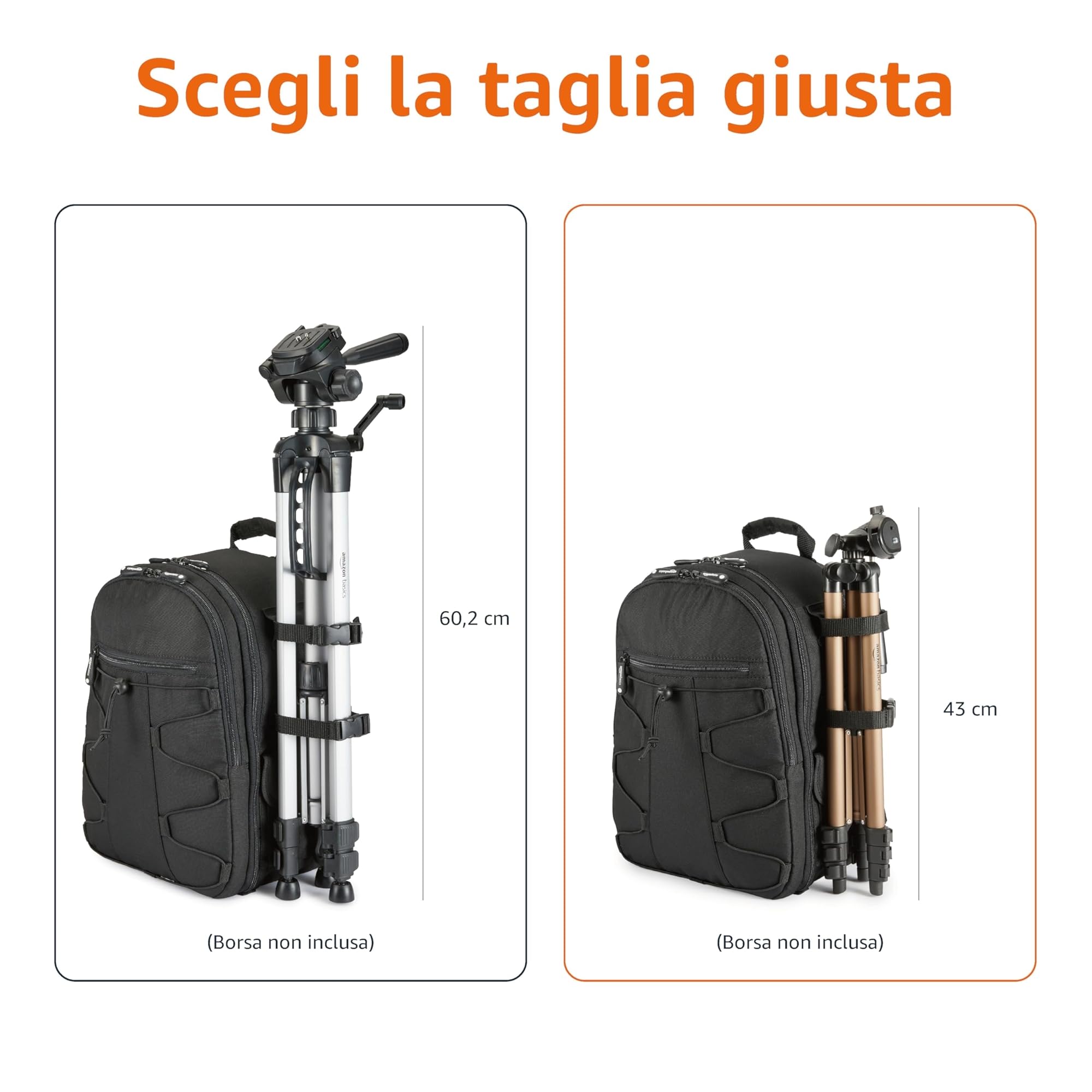 Amazon Basics Treppiede per Fotocamera 127cm, Leggero, con Borsa, per DSLR, Champagne