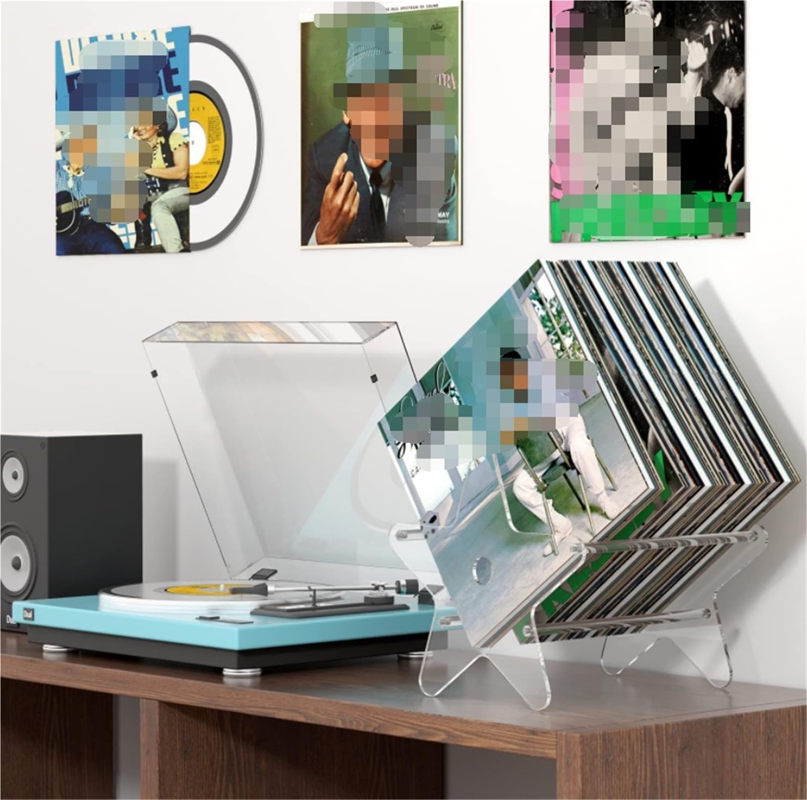 MRKU Porta Dischi, espositore per CD, Organizer per la casa, Confezione da 2 Pezzi in Acrilico Trasparente con Supporto per vinili da scrivania