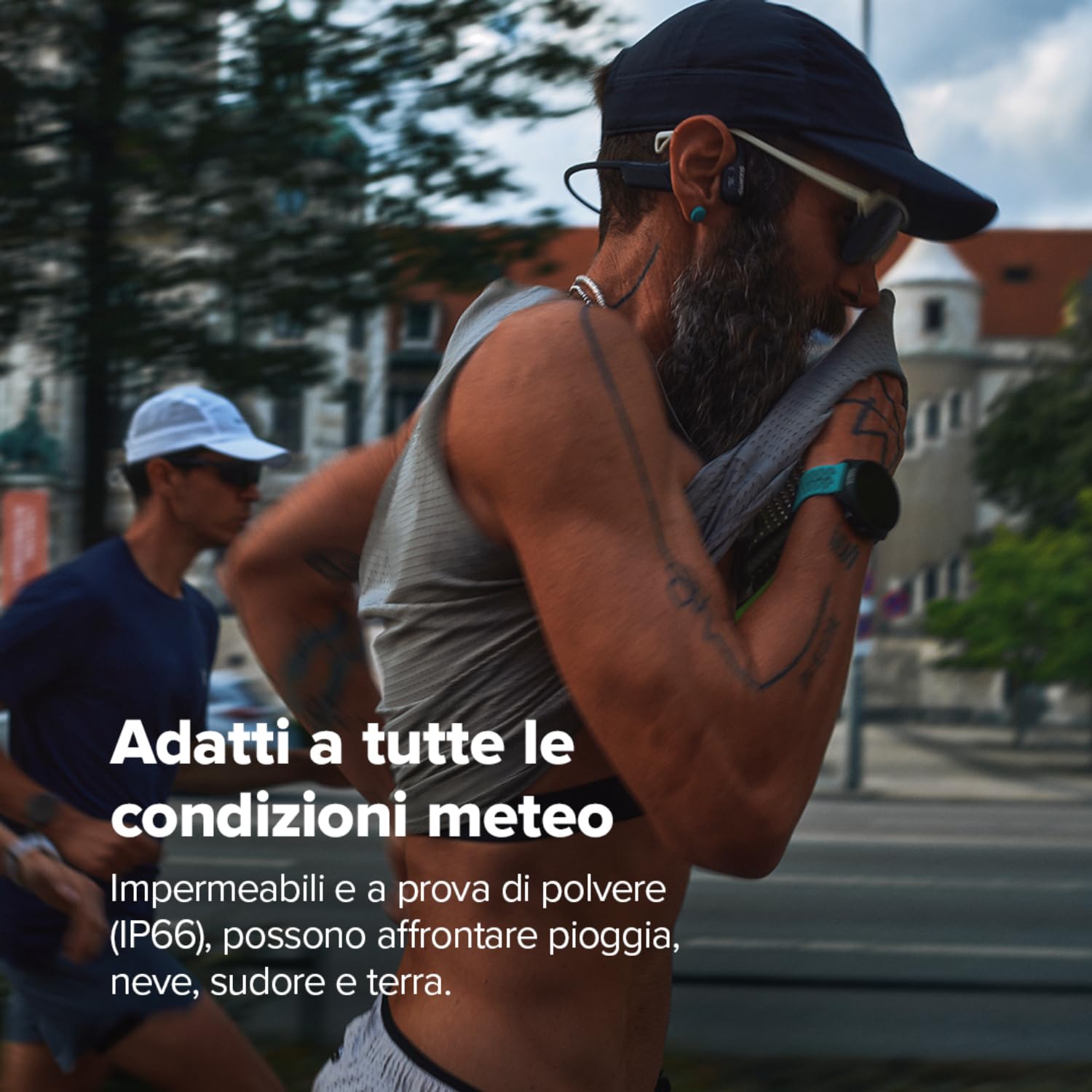 SUUNTO Wing 2 Cuffie Open-Ear, Cuffie Bluetooth a Conduzione Ossea, Impermeabili IP66 (Resistenti al Sudore), Luci di Sicurezza Intelligenti, Feedback Vocale, 12H di Autonomia + Powerbank da 24H