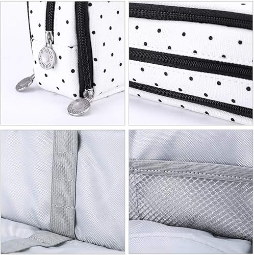 Miniatura 7 de iSuperb - Estuche para lápices con 3 cremalleras, diseño de cuadrícula, organizador de maquillaje