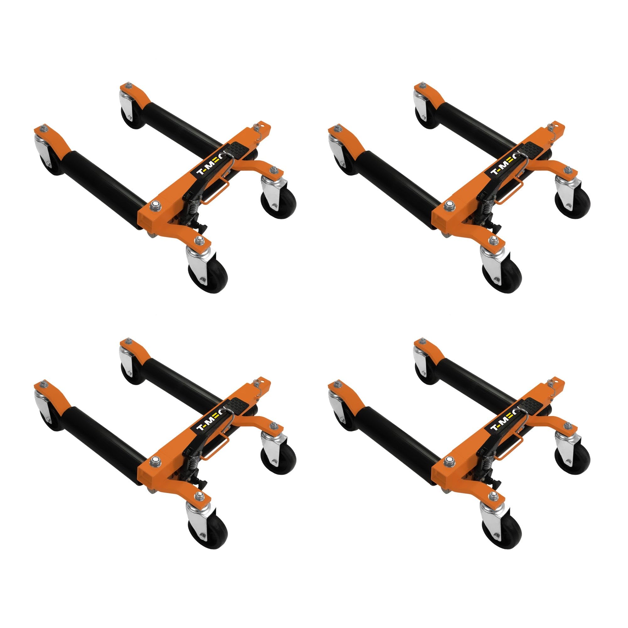 Vehicle Positioning Skates x 4 Hydraulic Wheel Car Dolly Set Of 4 Heavy Duty Lift Jack Transport Trolley Foot Pedal 12" lifting range Tyres Up To 10" Wide 680kg / 1500lb Per Skate Auto Repair Moving