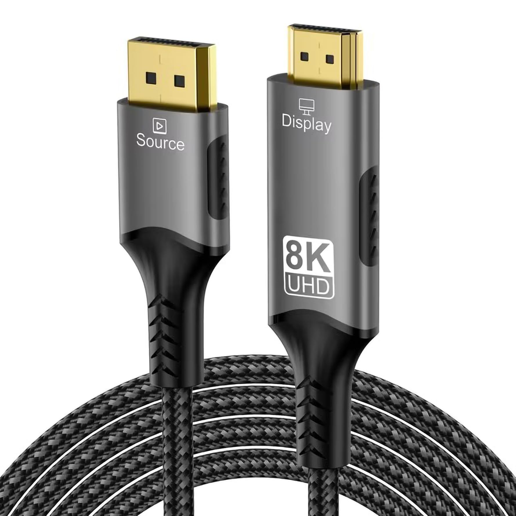 PremiumCord 8K Cable DisplayPort 1.4 a HDMI 2.1, Macho a Macho, Resolución 8K @ 60Hz, 4K @ 144Hz, Full HD 1080p, HDCP 2.2, Color: Negro, Longitud: 2 m