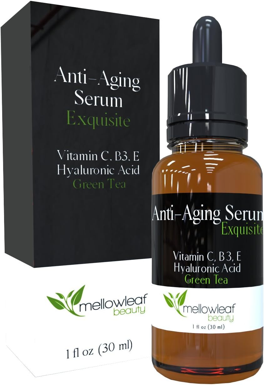 PREMIUM Vitamin C Serum For Face Daily B3 + Hyaluronic Acid, Natural Green Tea Antioxidant, Anti Wrinkle, Reduce Eye Wrinkles, Age Spots, Boost Collagen Skin Renewal, Protects UV Caused Aging 1oz/30ml