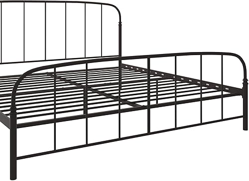 Miniatura 6 de DHP Lafayette - Cama de plataforma de metal con cabecera curvada y estribo de estilo rústico, altura de la base ajustable para almacenamiento debajo