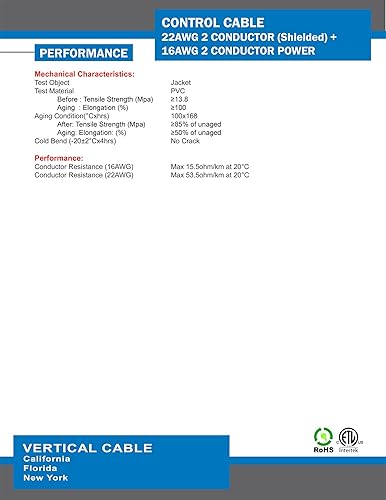 Miniatura 4 de Elevador de cable vertical de control de iluminación de cable datos 222 (blindado) + potencia 162, conductores de cobre desnudos trenzados, blanco,