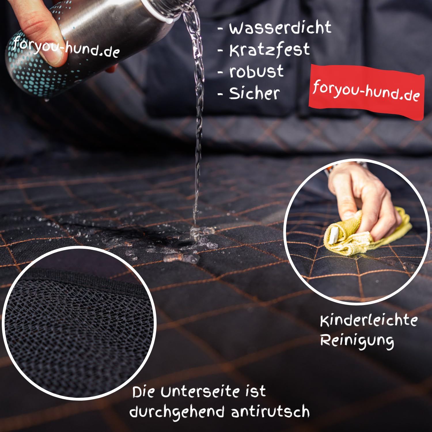 foryou® Rücksitzschoner Auto inkl. Hundedecke - Wasserabweisende Rückbankschoner für Hunde mit Seitenschutz und Sichtfenster-Kratzfeste Rücksitzabdeckung, Premium Qualität Made in Germany