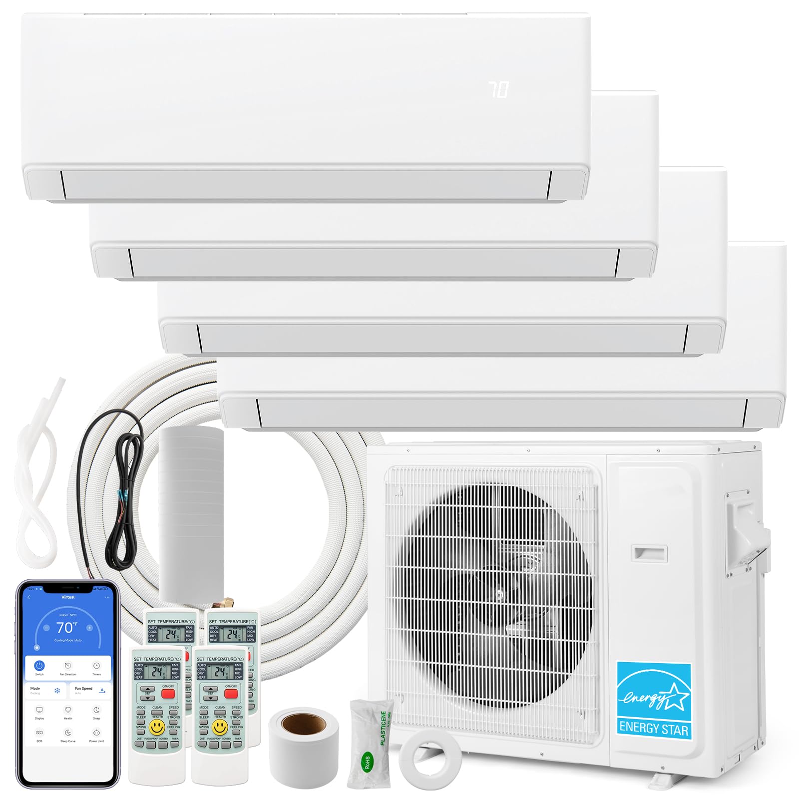 SIMOE 36K BTU 4 Quad Zone (9K+9K+12K+18K) BTU Mini Split Air Conditioner