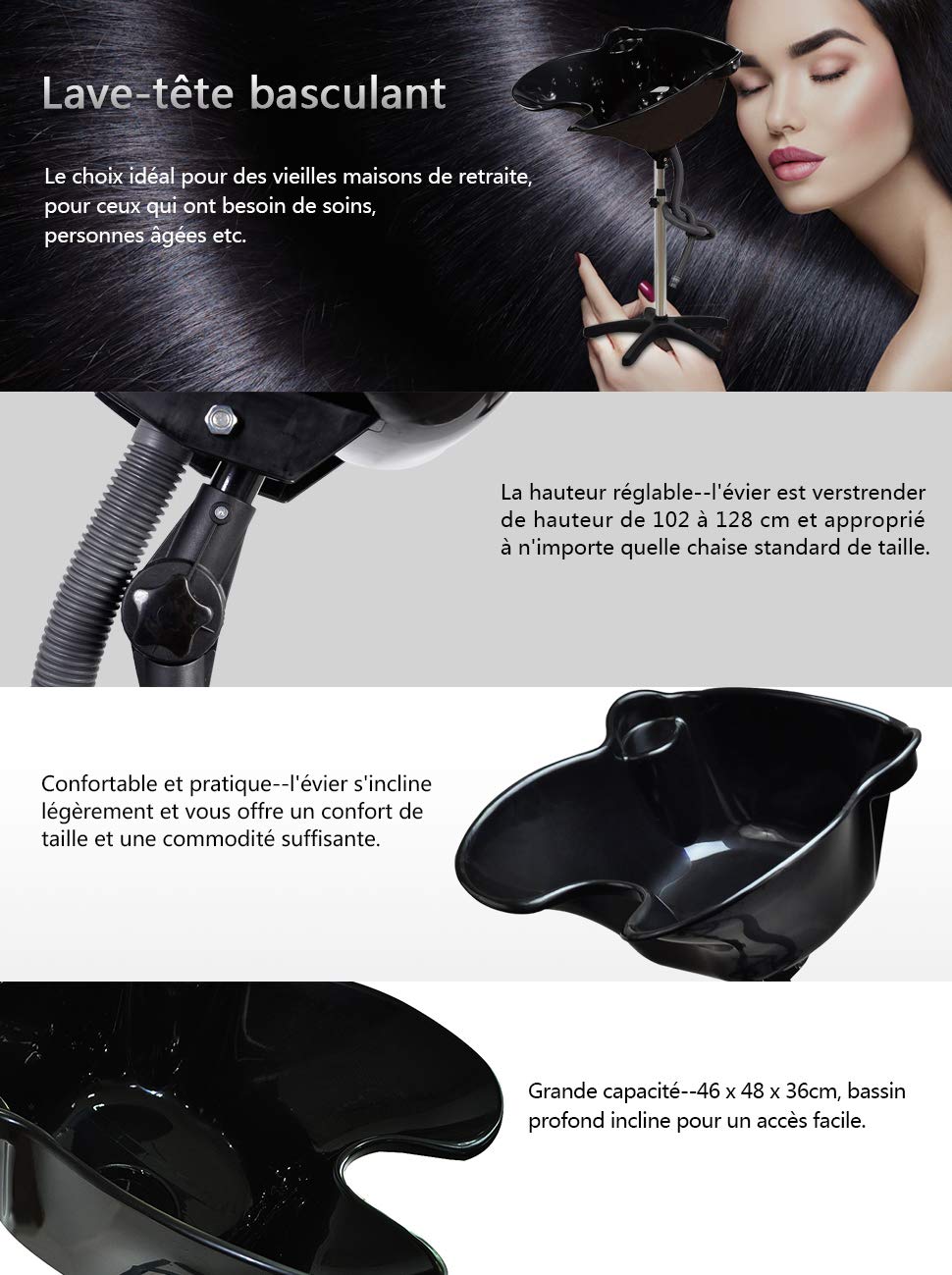 Waschen de Frisur Bassin Shampoo Waschbecken Spüle tragbar Mobile verstellbar Friseur Becken Salon Barber