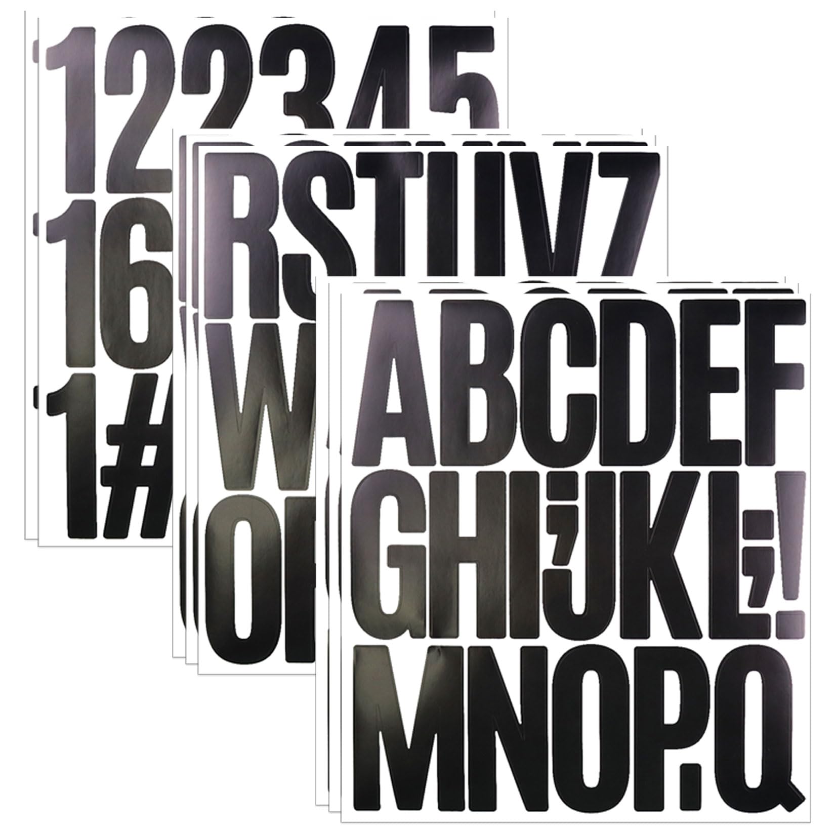 8 Sheets Letter Number Stickers, 3 Inch Vinyl Alphabet Stickers, 174 Pieces Self-Adhesive Punctuation Letter Number Sticker for Mailbox, Scrapbooking, Decoration, Craft, Arts, DIY, Decor Black