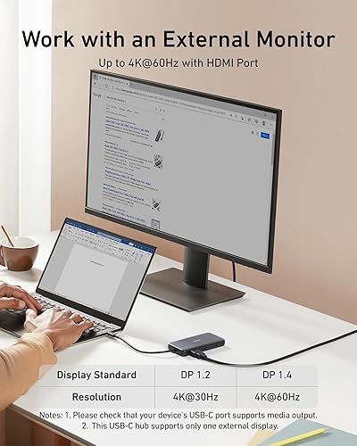 Miniatura 6 de Anker Hub USB-C 555 (8 en 1), con entrega de energía de 85 W, puerto HDMI 4K 60Hz, puertos USB C de 10 Gbps y 2 A de datos, lector de tarjetas SD