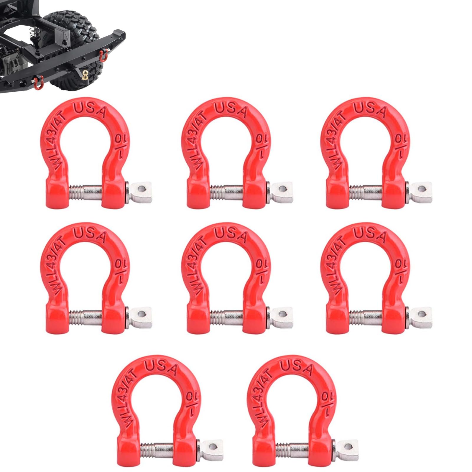 8Pcs RC Lock Catch with Screws, Metal RC Trailer Tow Hook Remote Control Trailer Buckle Winch Shackle Rescue Lock Catch for Remote Control Climbing Crawler Car Truck Decor Parts
