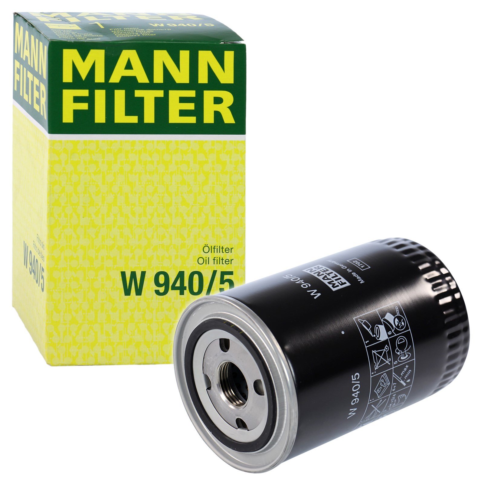 MANN-FILTER W 940/5 Oil Filter - Hydraulic Filter - For Cars and Commercial Vehicles