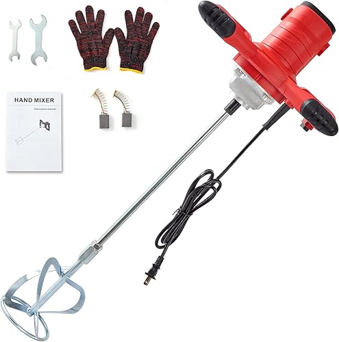 Mezclador de hormigón eléctrico de mano de 2300 W, mezclador de cemento portátil con 6 velocidades ajustables, mezclador de lodo para mezclar barro,