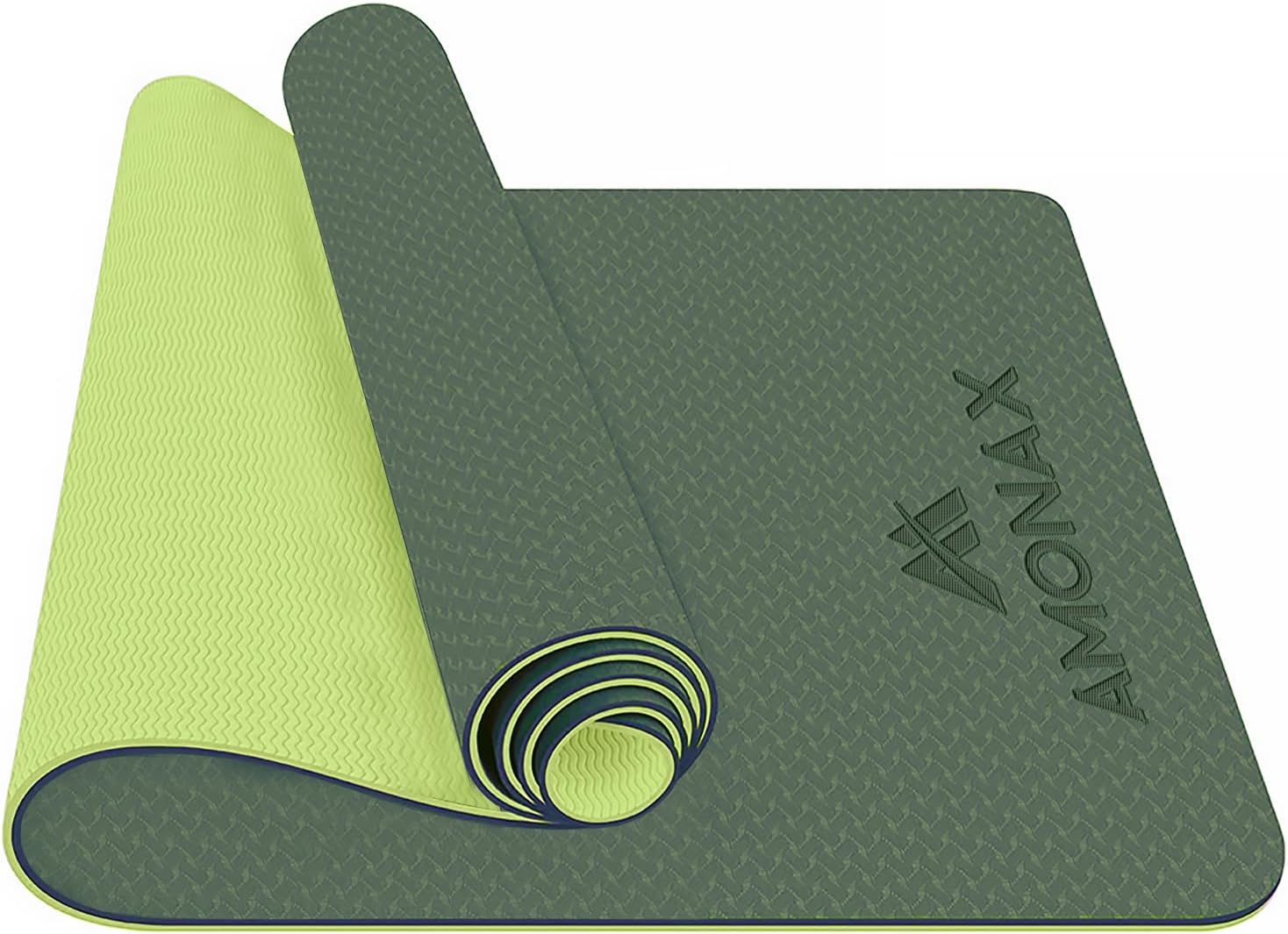 Amonax Yoga Mat, non slip large exercise workout mat, 6mm thick travel yoga mat for women, men, kids, girls, outdoor lightweight travel mat