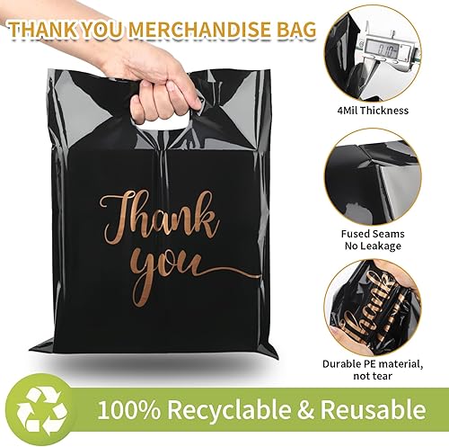 Miniatura 3 de COIDEA Bolsas de mercancía con texto en inglés "Thank You", 20 bolsas de plástico para compras de pequeñas empresas, 12 x 15 pulgadas,