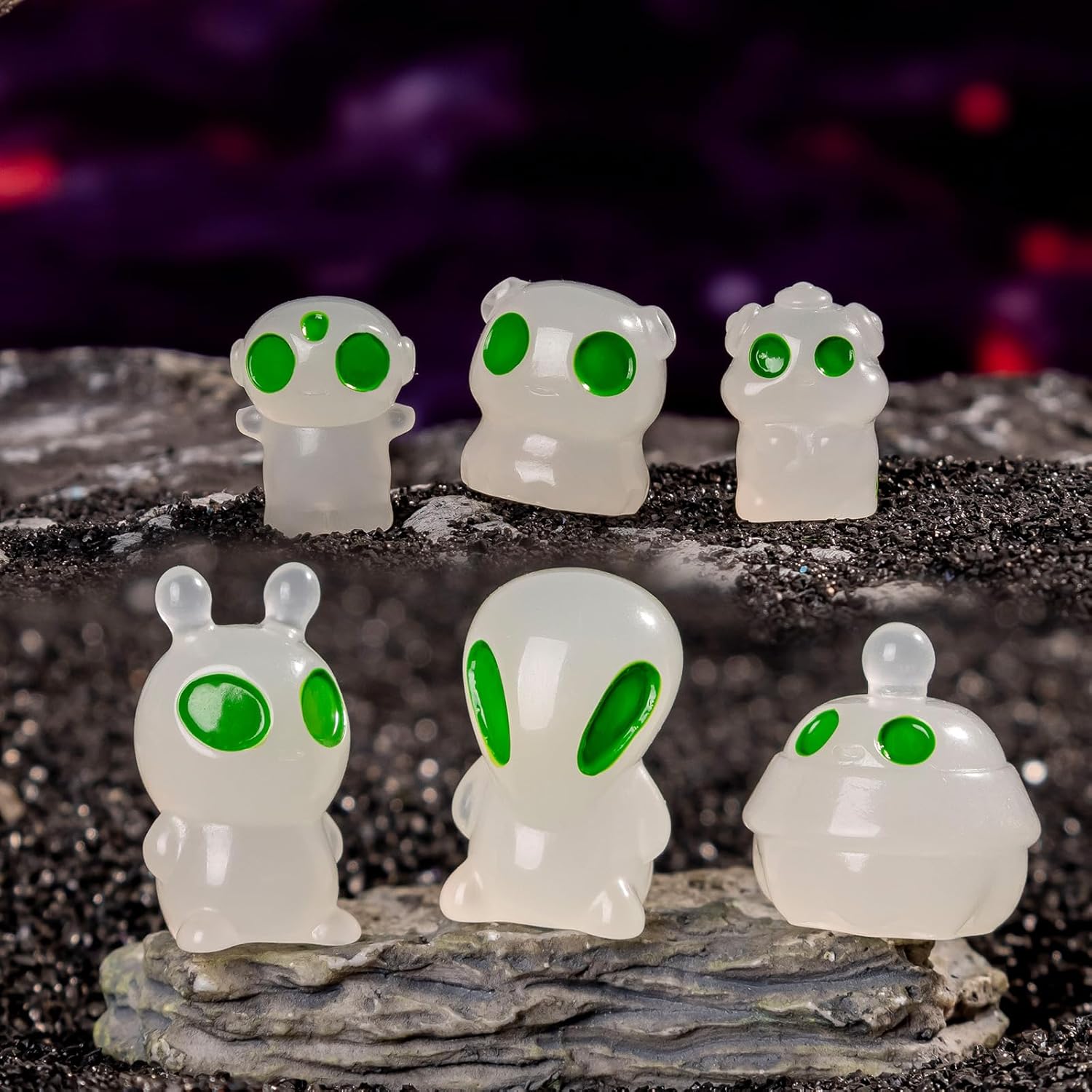 60 Pcs Green Alien Luminous Figurine Tiny Mini Funny UFO Sci-fi Resin Alien for Party Favors Dashboard Decor Desk Collectible Cute Alien Decor Prize Boxes Treasure Boxes Stocking Stuffers - Image 6