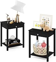 Vista 18 de Furinno Classic - Mesa auxiliar con cajón, paquete de 2 unidades, roble rústico