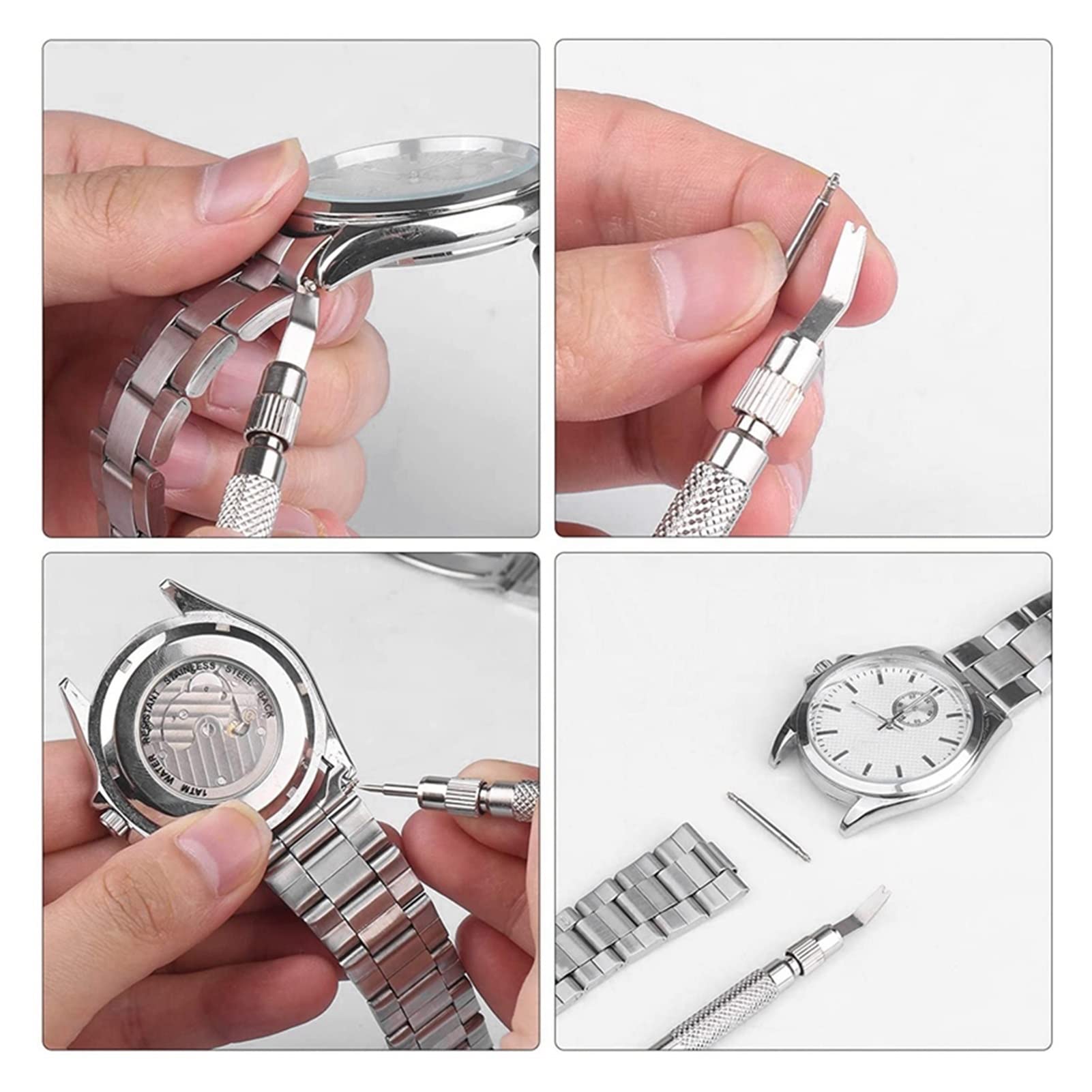 Federstegwerkzeug, Uhrenarmband-Werkzeugsatz, Reparatur-Set zum Entfernen von Uhrenarmbändern mit 3 zusätzlichen Federstegspitzen, Reparatur-Werkzeugsatz