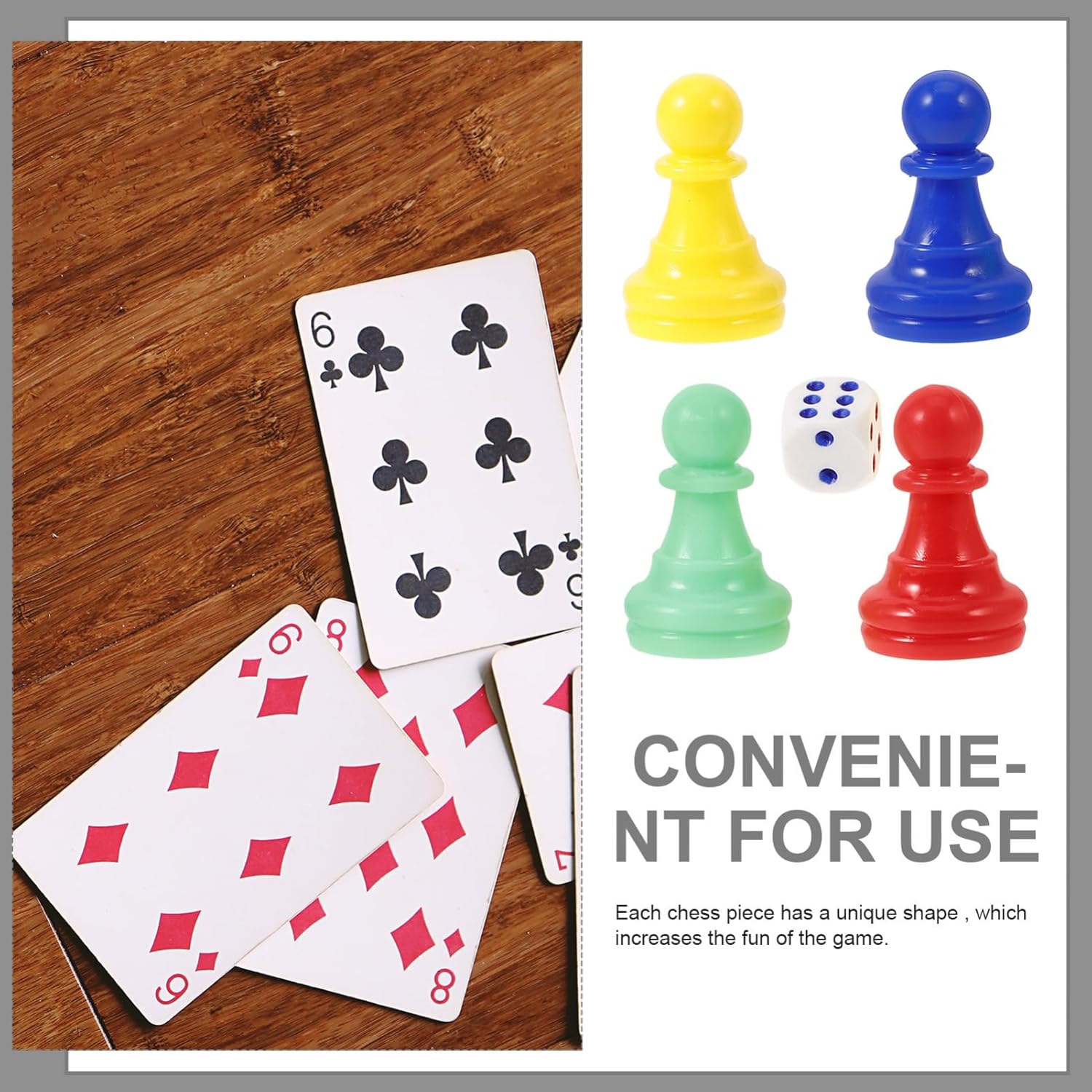 TOYANDONA Flying Chess Pieces Board Game Tokens Set with 40 Multicolor Chess Pawns and 10 Six-Sided Dice for Family Tabletop Games