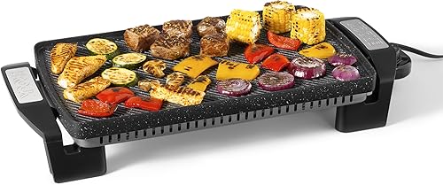 Starfrit The Rock Electric - Parrilla y plancha reversible Rock.Tec antiadherente, control de temperatura variable, asas de tacto frío, 1500 W,