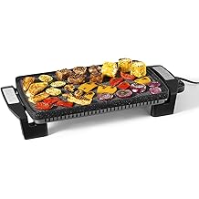 Starfrit The Rock Electric Reversible Grill &amp; Griddle - Rock.Tec Non-Stick - Variable Temperature Control &ndash; Cool-Touch Handles - 1500W - Black