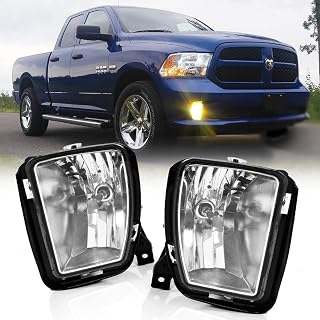 Fog Lights Compatible With 2013-2018 Ram 1500 & 2019-2023 Ram 1500 Classic Pickup Truck, Passenger & Driver Side Clear Lens Front Bumper Driving Lamp w/ 9006 12V 35W Bulbs by IKON MOTORSPORTS