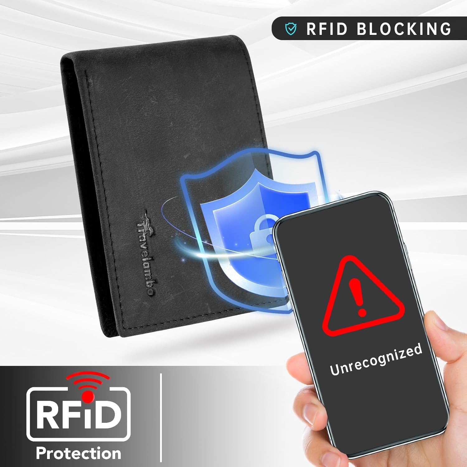 Travelambo Wallet for Men Real Leather Mens Bifold Wallet RFID Blocking - Thin & Stylish with ID Window in Gift Box (Crazy Horse, Black) Crazy Horse Black image 5 of 8 B0D16YVXRS