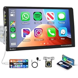 Pantalla 9 Pulgadas Para Auto Hodozzy 1 DIN Radio Coche con Carplay y Android Auto, 9 Pulgadas HD Pantalla táctil Autoradio Bluetooth Radio FM Android/iOS Mirror Link, Cámara de visión Trasera Control del Volante Puerto USB/AUX