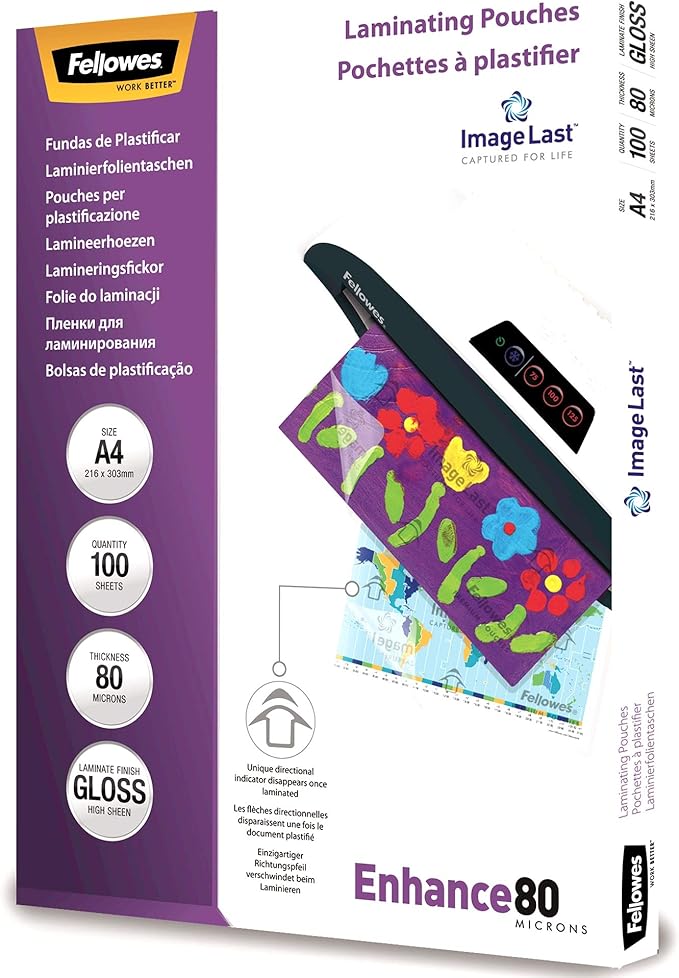 Fellowes A4 Laminating Pouches 80 Micron Gloss Pack of 100