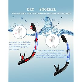 Snorkel mask Snorkeling Set for Adults and Youth, Diving mask and Full Dry Snorkel Swim Googles is Suitable for Snorkeling, Dive Scuba Diving, Swimming (Blue and White-Black)