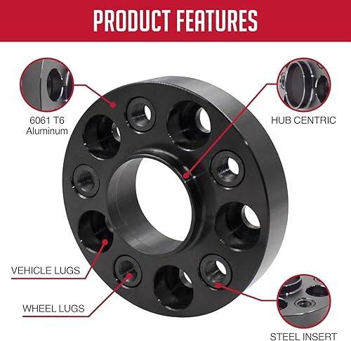 Miniatura 5 de Wheel Accessories Parts Espaciador de rueda de vehículo europeo centrado en el cubo del sintonizador de la PC con 0.787 in de grosor, se adapta a