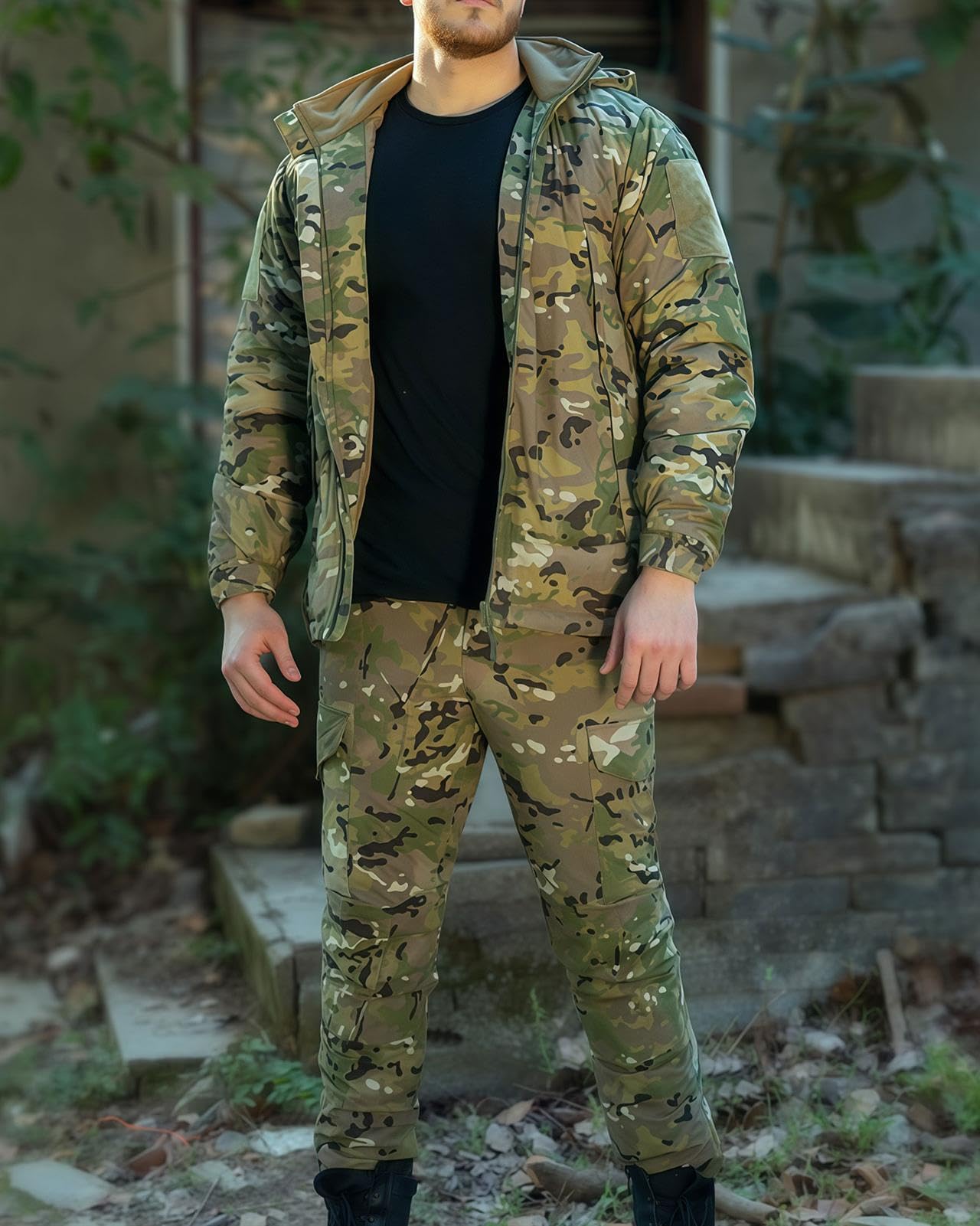 Conjunto Chaqueta y PantalóN TáCtico para Hombre, Uniforme Militar Caza ACU, Traje 2 Piezas con MúLtiples Bolsillos