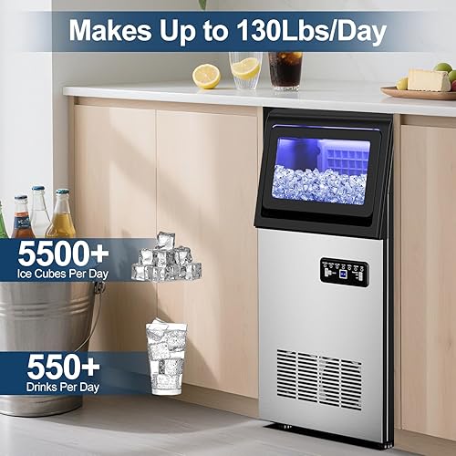 Vista 94 de Nugget Ice Makers - Máquina de hielo de pellets masticables suaves con función de limpieza automática, modo de mezcla de hielo/agua/agua helada, 50