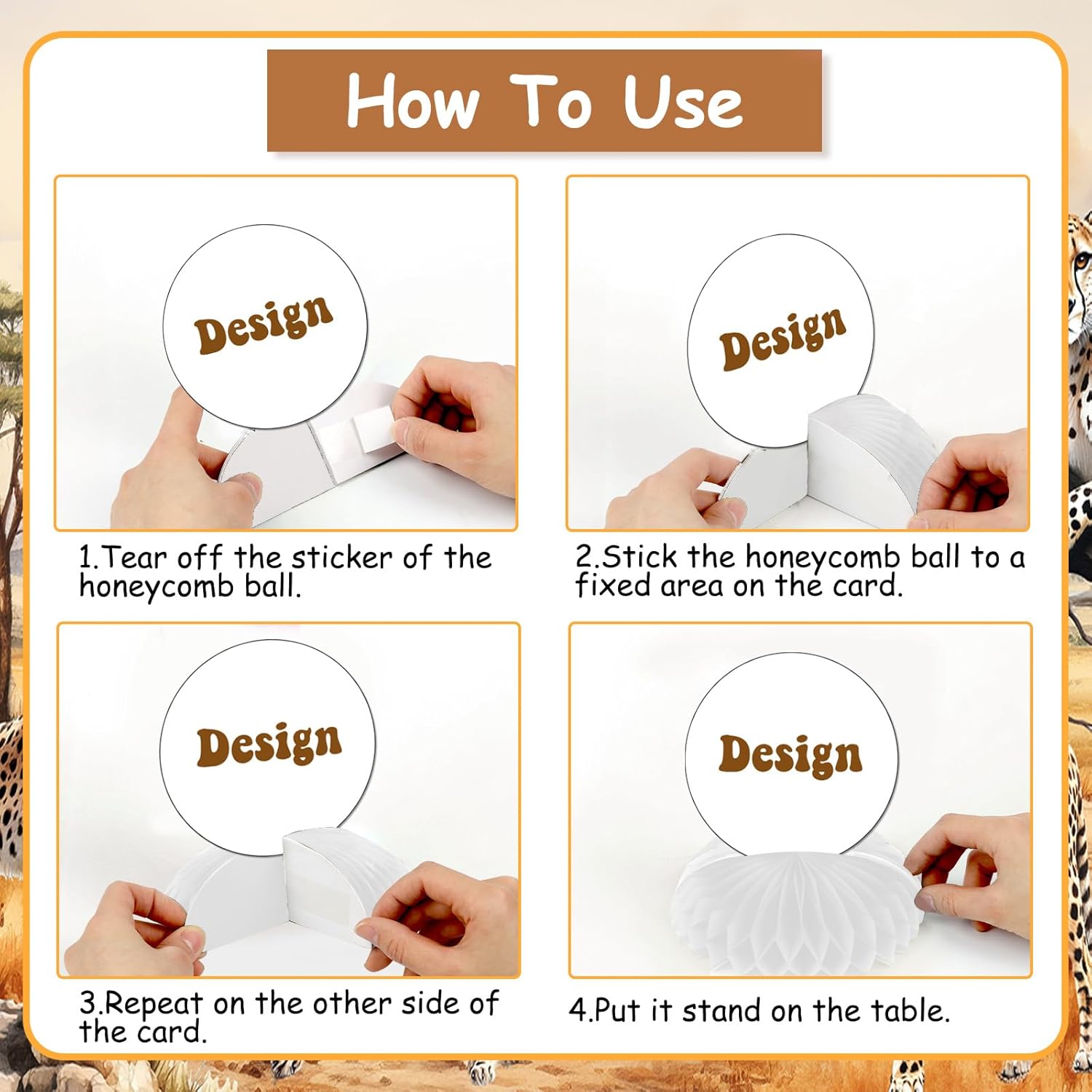 8Pcs Leopard Honeycomb Centerpieces Realistic Cheetah Table Centerpieces Safari Jungle Animal Table Decorations for Baby Shower Birthday Party Supplies