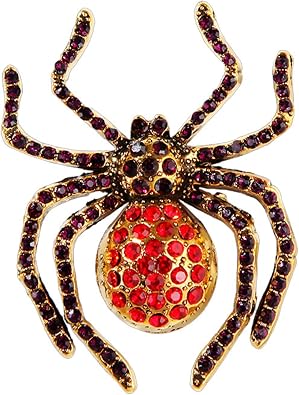 coadipress Halloween Rhinestone Spider Brooch Pins for Women Men Gothic Punk Colorful Spider Insect Animals Brooch Pin Halloween Cosplay Party Personalized Accessories Jewelry