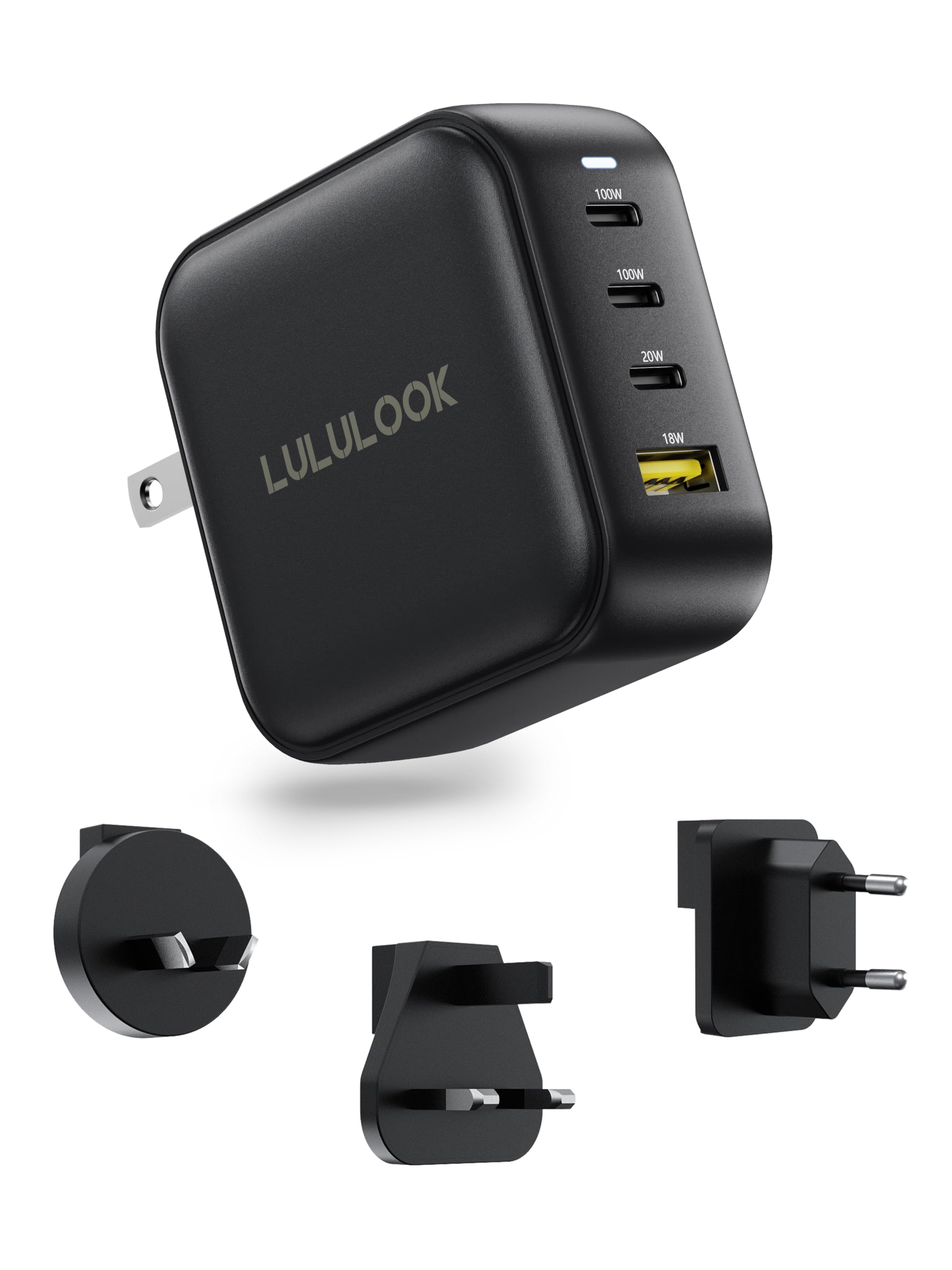 LULULOOK Chargeur USB-C 100W, bloc 4 ports GaN PD - Chargeur rapide universel - Compatible MacBook Pro/Air, iPad mini/Pro, iPhone 16/15, Samsung S23/S22, Pixel 6, ordinateur