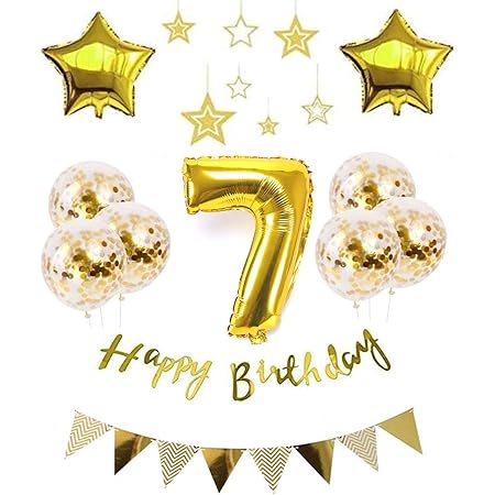 Amazon 7 歳 誕生日 風船 Happy Birthday 風船 星バルーン アルミニウム 数字 7 お子様誕生日パーティー 豪華 誕生日 飾り付け セット ゴールド Yj Xx07 風船 バルーン おもちゃ