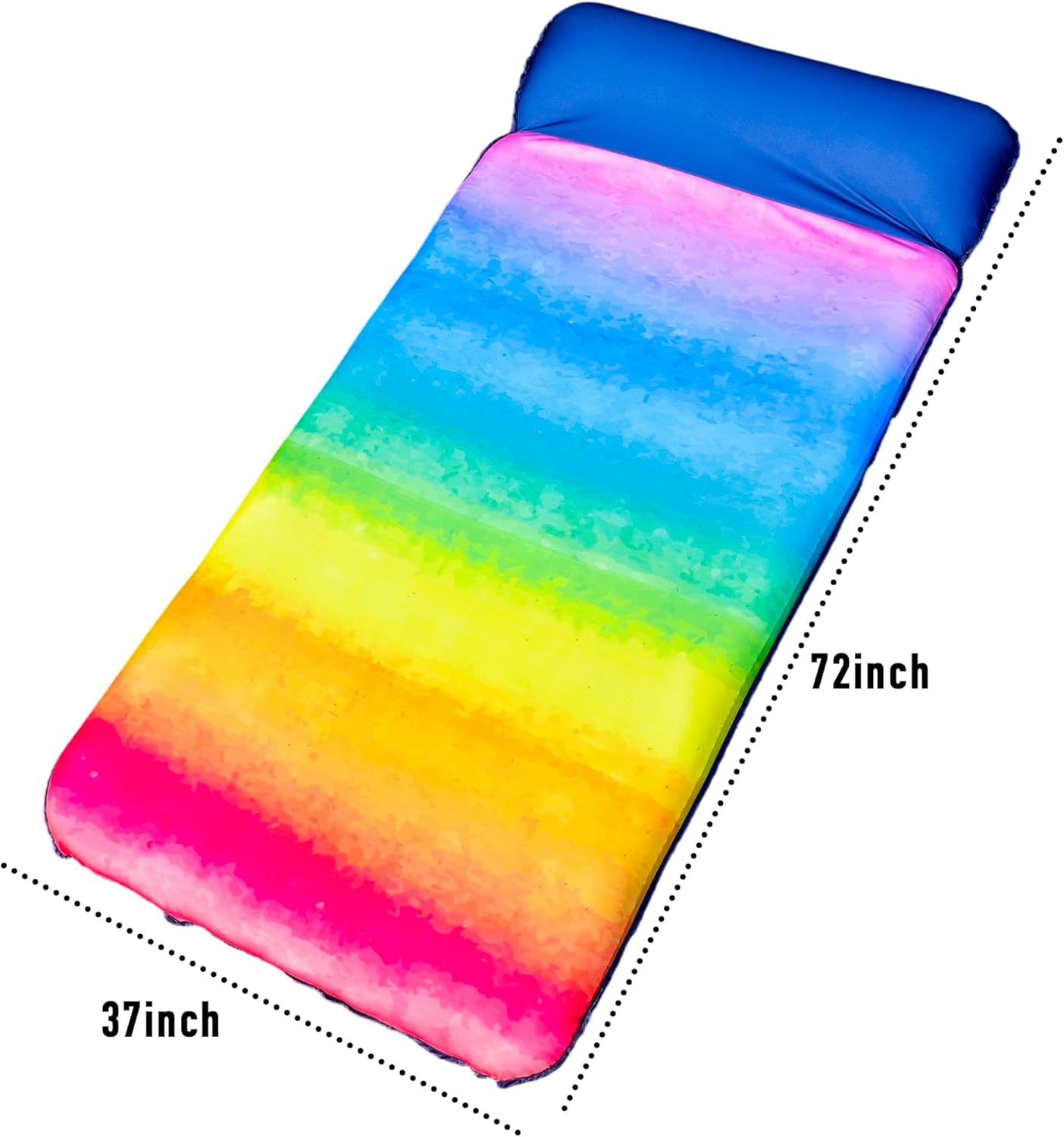 FindUWill Oversized Pool Float Lounger, 72" X-Large Fabric Covered Pool Floats Adult with Headrest, Ultra Comfort Inflatable Pool Floaties Pool Raft for Swimming Floating (Rainbow)