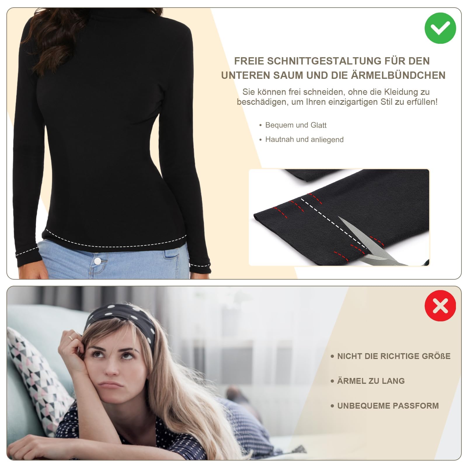 SIMIYA Basic Damen Thermo Rollkragenshirt: Slim Fit Thermounterwäsche Oberteil mit Plüschfutter Kuscheliger Langarmshirt Top Pullover Mock-Ausschnitt