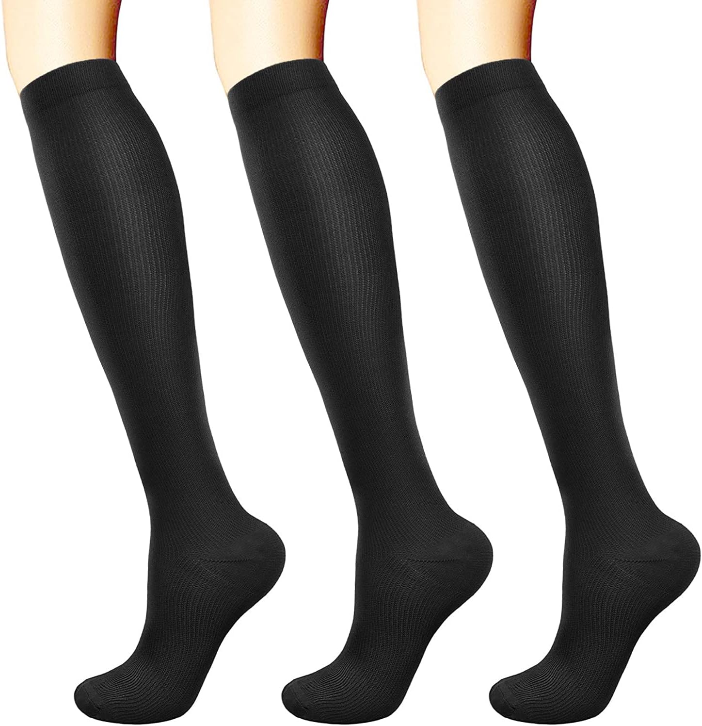 [MOOKISOO] 専門家監修 程よい引き締め 着圧ソックス 3足組 ハイソックス ビジネスソックス 靴下 ひざ下ソックス サイクリング ランニング 加...