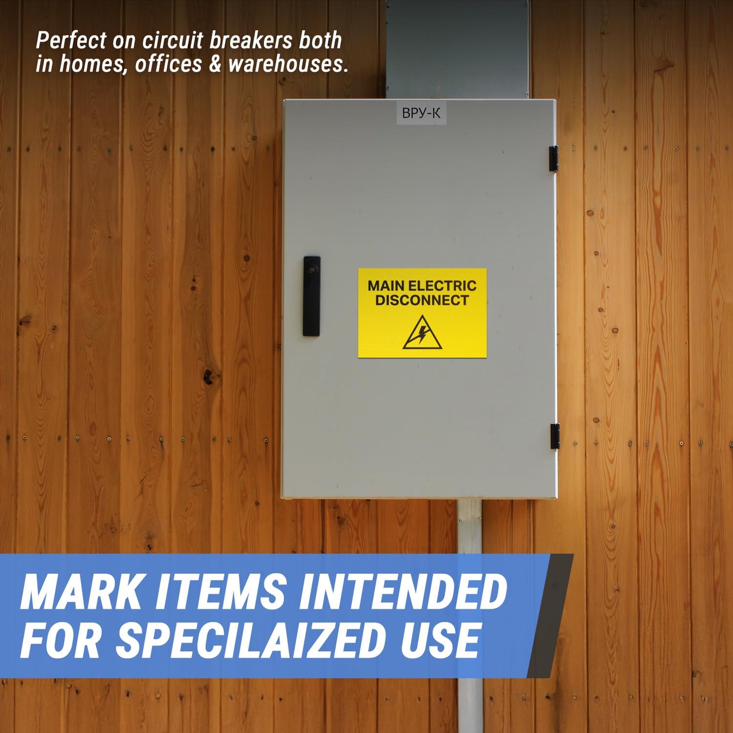 Main Electric Disconnect Stickers – 5 x 3.5 Fluorescent Yellow/Black Safety Labels (600 Count) | Electrical Panel & Building Disconnect Warning Signs