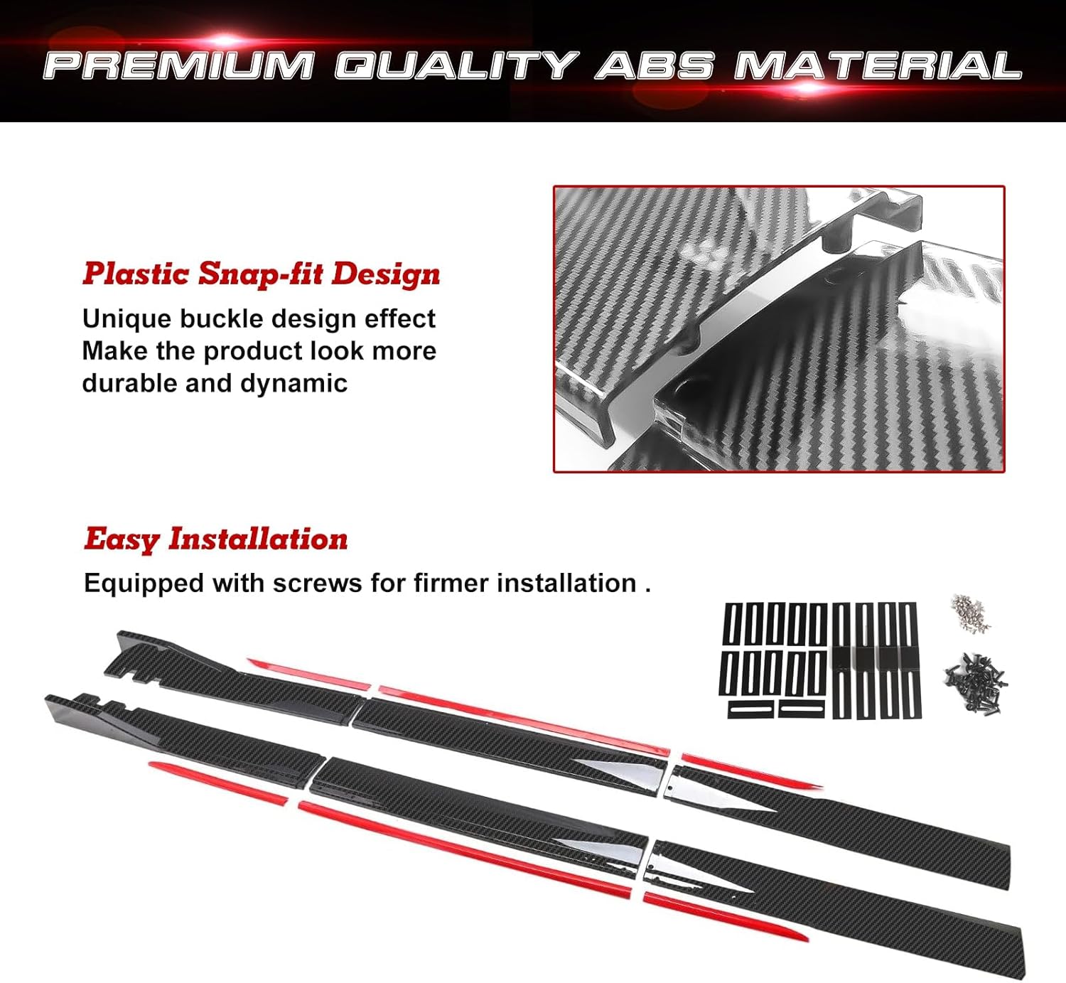 Xotic Tech Car Lower Side Skirts Protect Rocker Panel Splitter Winglets Diffuser Bottom Line Extension Body Kit Universal Fit