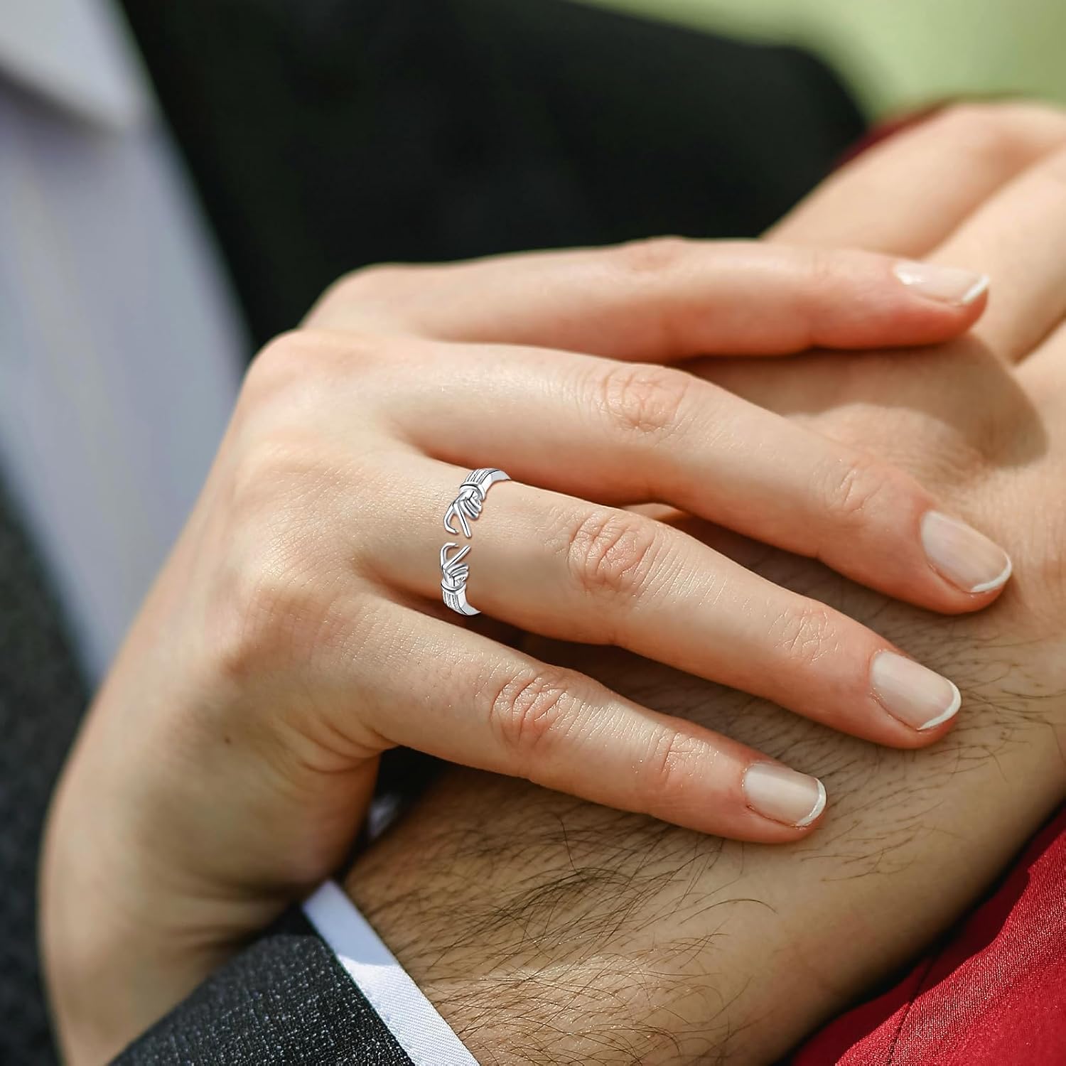 INFUSEU 925 Sterling Silver Hug Love Rings for Women Girls Cute Gifts for Her - Image 5