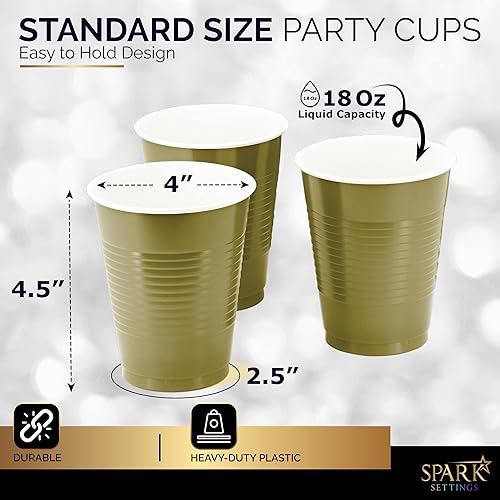Miniatura 3 de Vasos desechables, vasos dorados de plástico de 18 onzas, fuertes y resistentes para bodas, Navidad, Halloween, paquete de 50