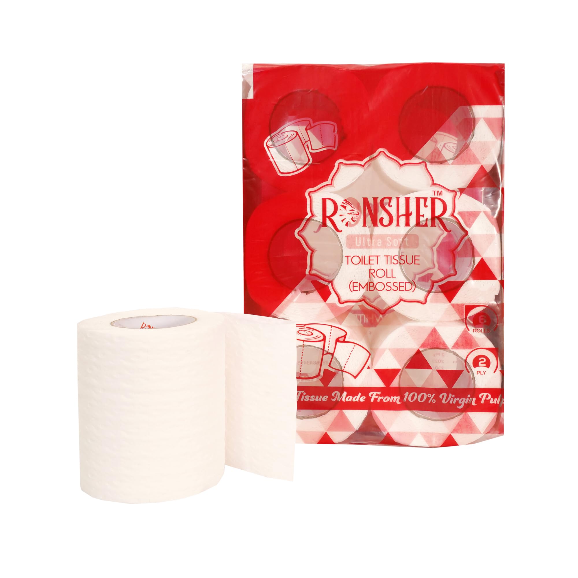 Ronsher | 2 Ply Ultra Soft Toilet Roll | 6 in 1 Pack | 200 Sheets Per Roll | 10x10 cm | Virgin Paper | Skin-Friendly for Gentle Comfort (B0CJRNHPRZ) Amazon Price History, Amazon Price Tracker