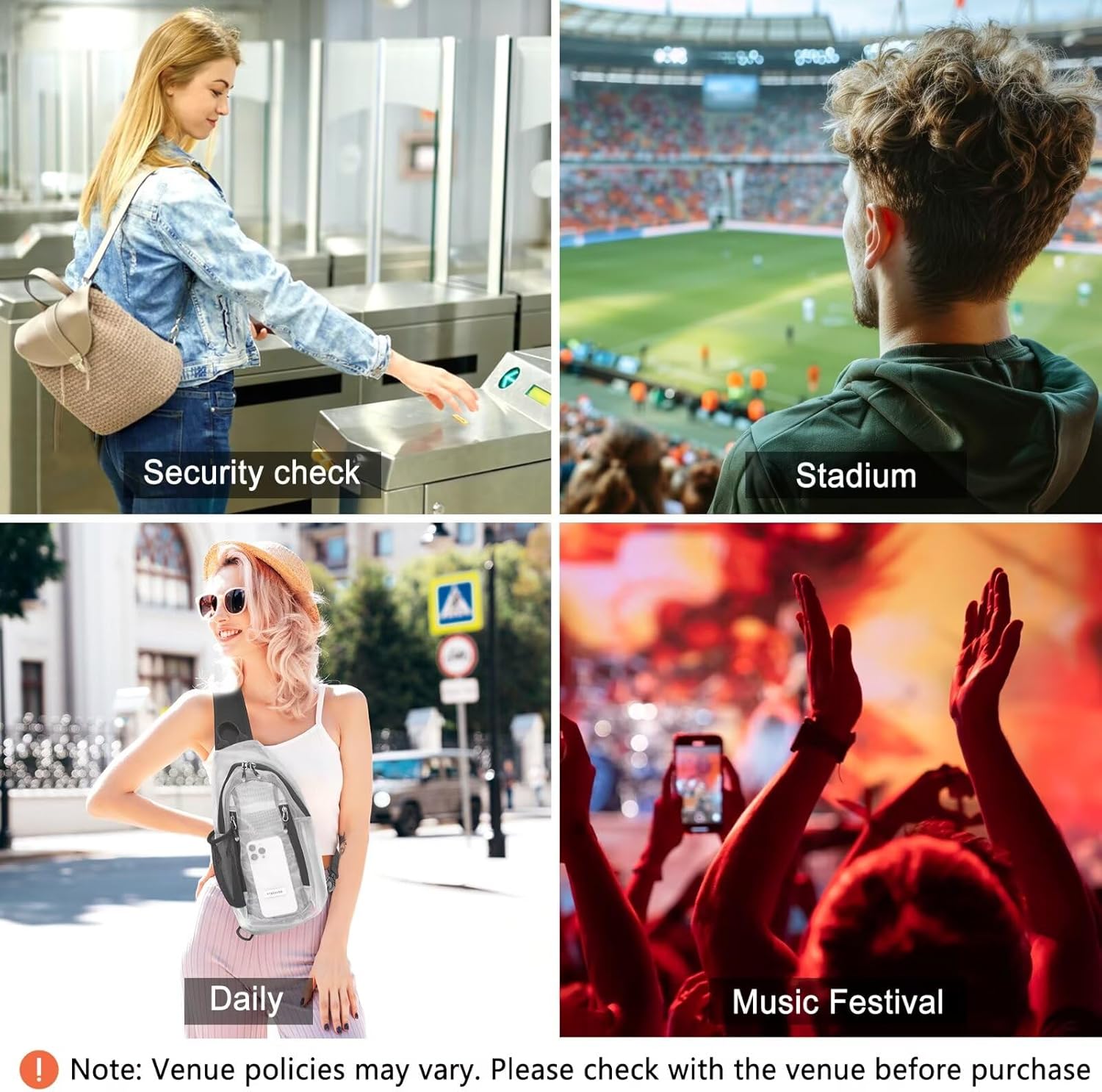 TITECOUGO Clear Sling Bag, Switchable Right or Left Strap, Transparent Mesh – Stadium Approved (Check Venue Policy) - Image 6