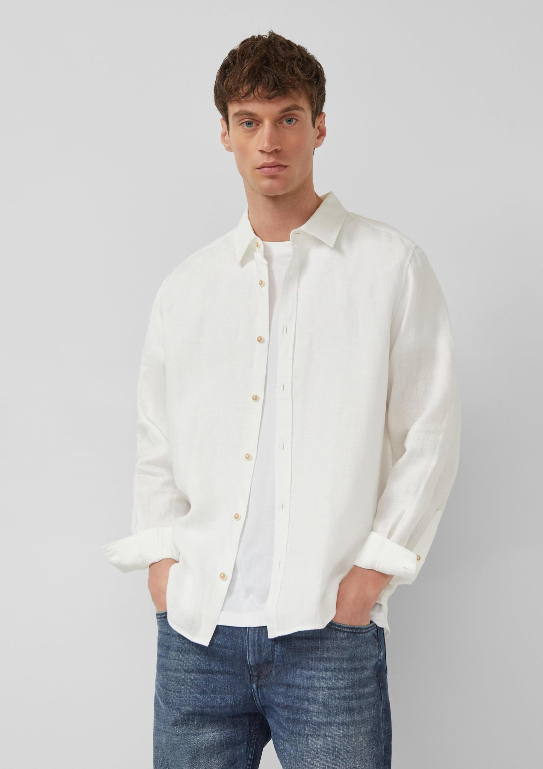 s.Oliver Herren Hemd – Regular Fit, Leinen, Langarm