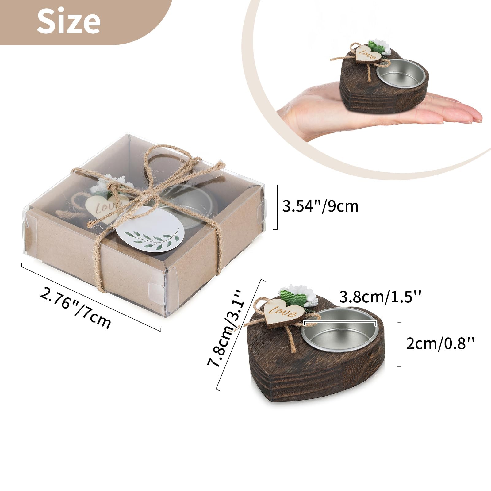 NUPTIO Portavelas de Té de Madera: 20 Piezas Recuerdos de Boda para Los Invitados Portacandelitas de Madera para Bautizo Personalizado Decoración de Mesa Hecha a Mano para Bautizo