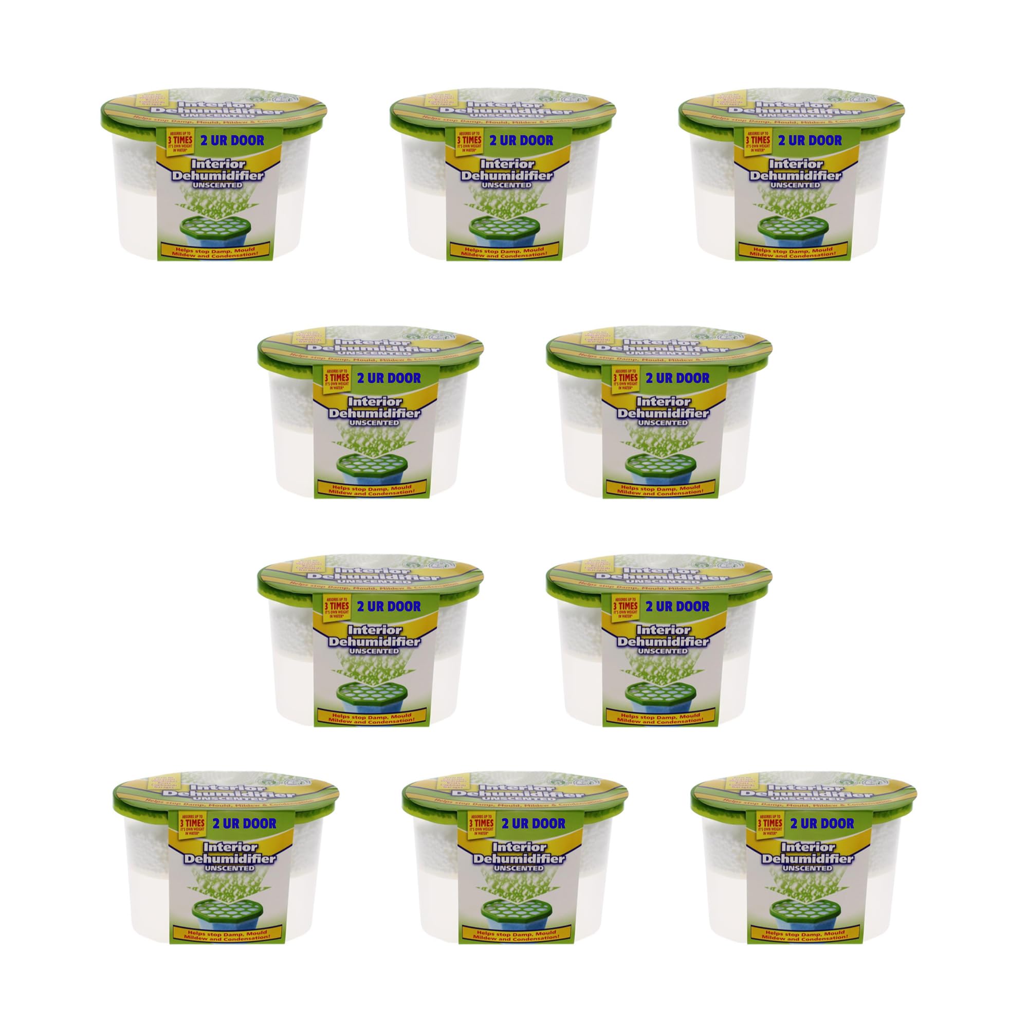 2 UR DOOR Moisture Absorber Dehumidifier - Dampness Remover for Home, Kitchen and Wardrobe - Combat Dampness, Mould, Odors with Hydrophilic Crystals Dehumidifier (500 ml Per Pack) (Pack of 10)